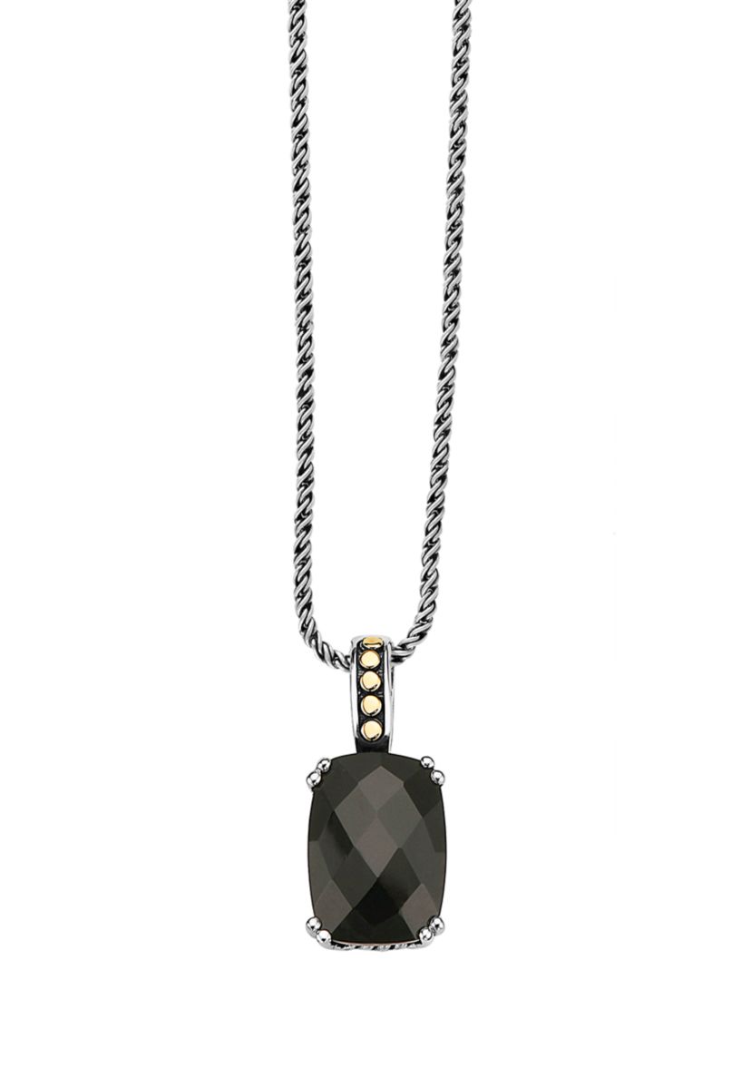 Onyx Pendant Necklace in 18K Sterling Silver
