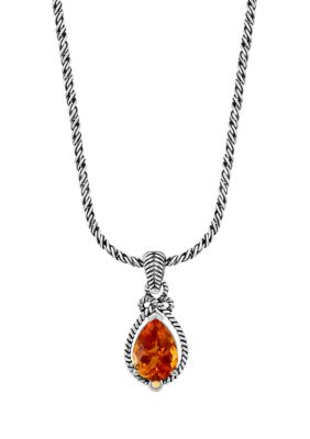 Effy Citrine Cable Pendant Necklace In 925 Sterling Silver And 18K Yellow Gold