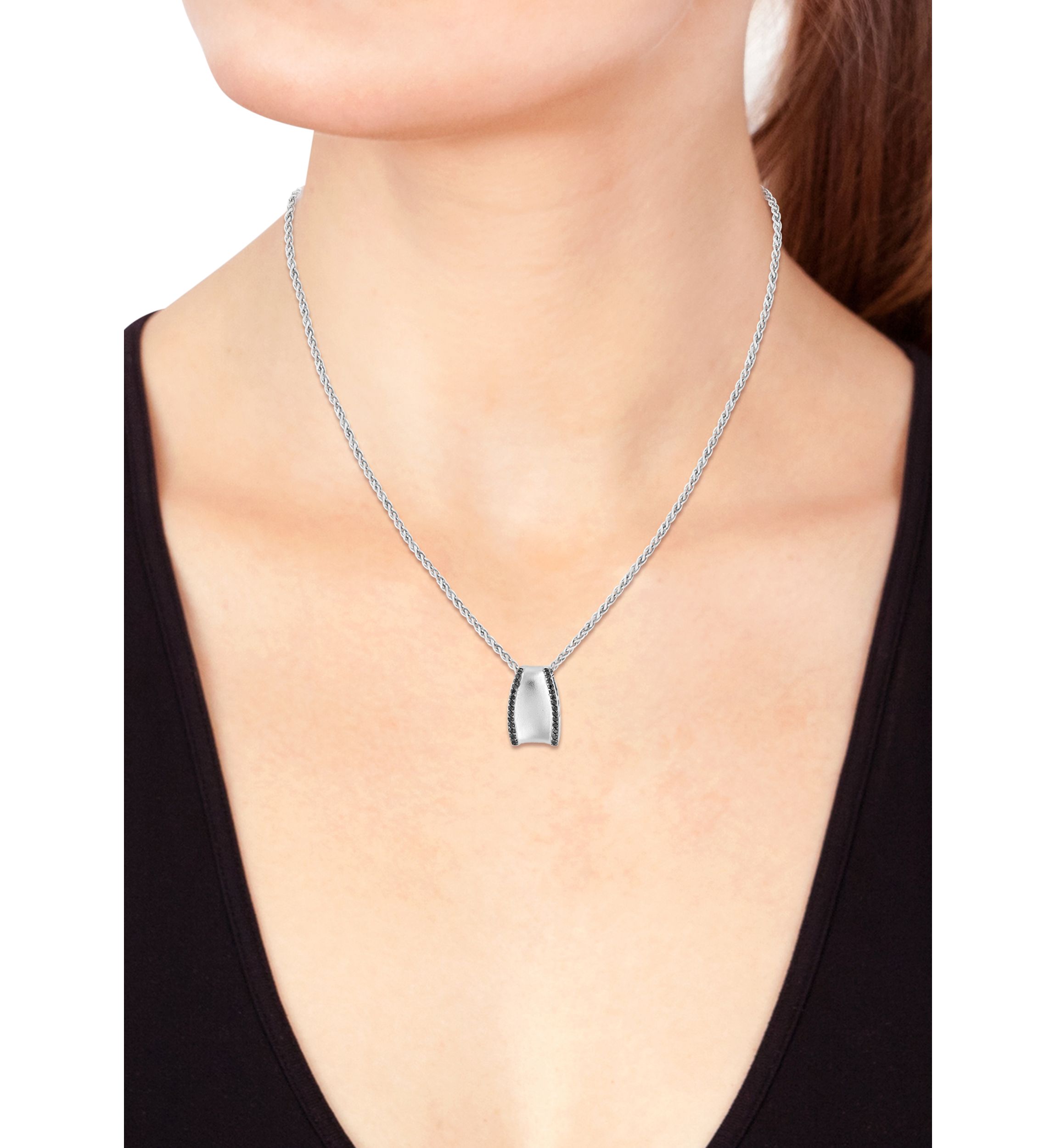 Sterling Silver Black Diamond Pendant 