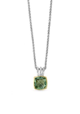 Effy Sterling Silver Green Amethyst Pendant Necklace