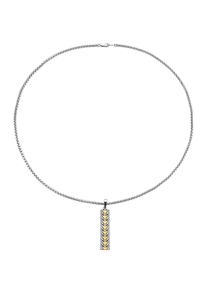 Mens Pendant Necklace in Sterling Silver and 18k Yellow Gold