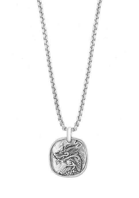 Mens Dragon Necklace in Sterling Silver