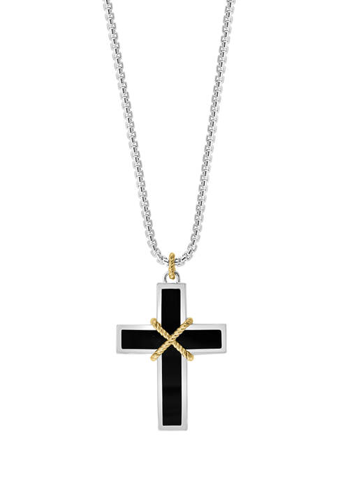Effy® 5.7 ct. t.w. Onyx Cross Pendant Necklace