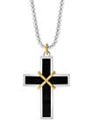  5.7 ct. t.w. Onyx Cross Pendant Necklace in Sterling Silver 
