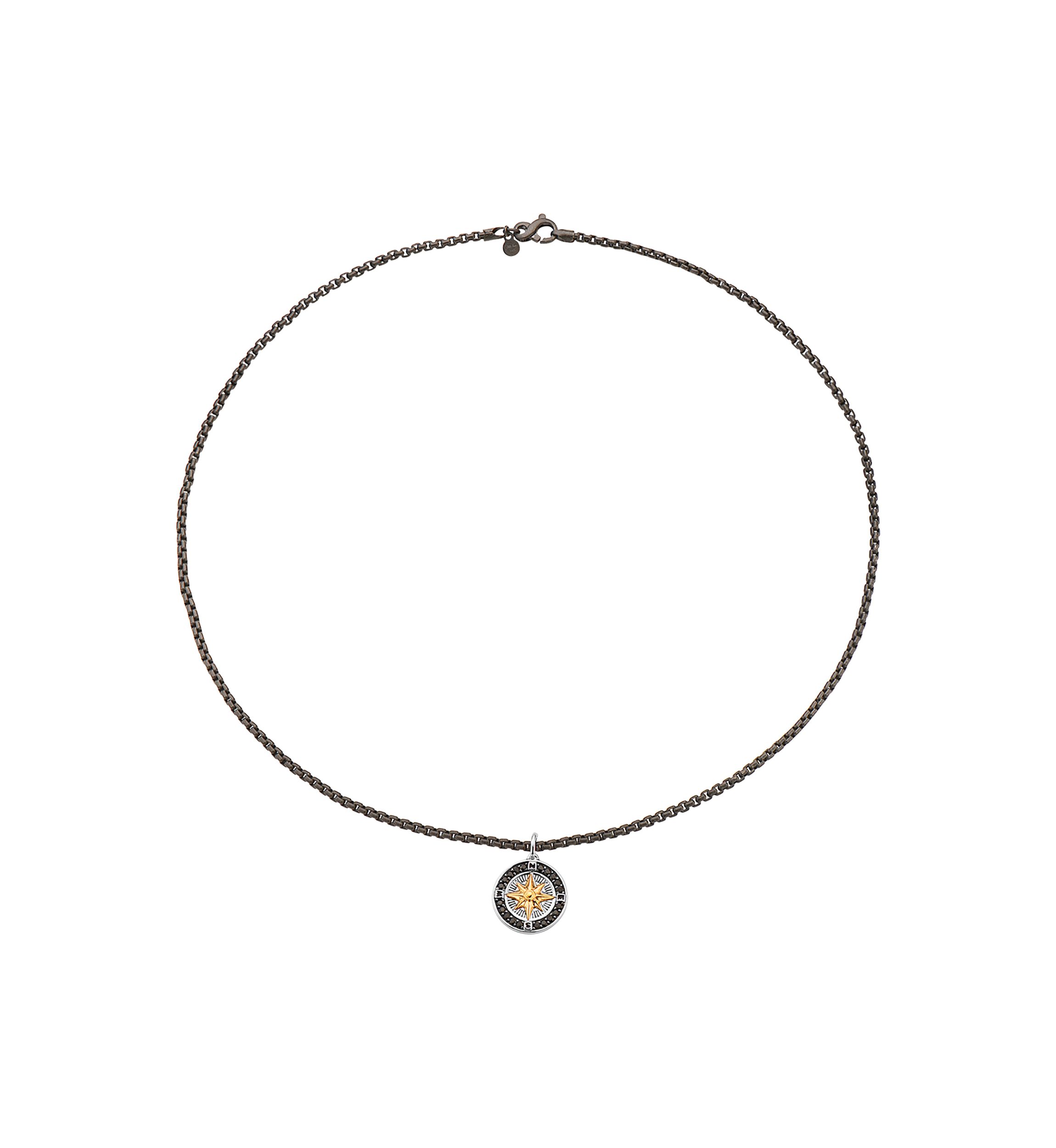 Mens Sterling Silver and Black Spinel Pendant Necklace 