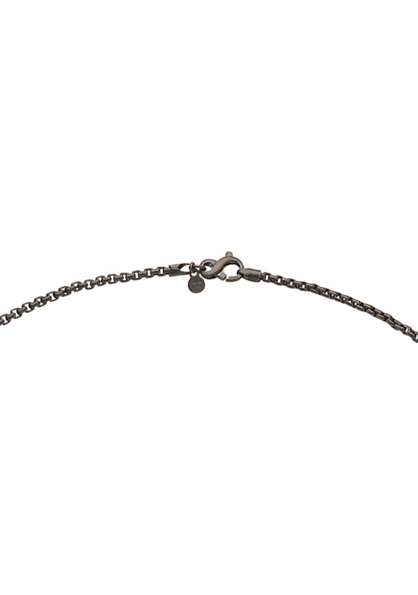 Mens Sterling Silver and Black Spinel Pendant Necklace 