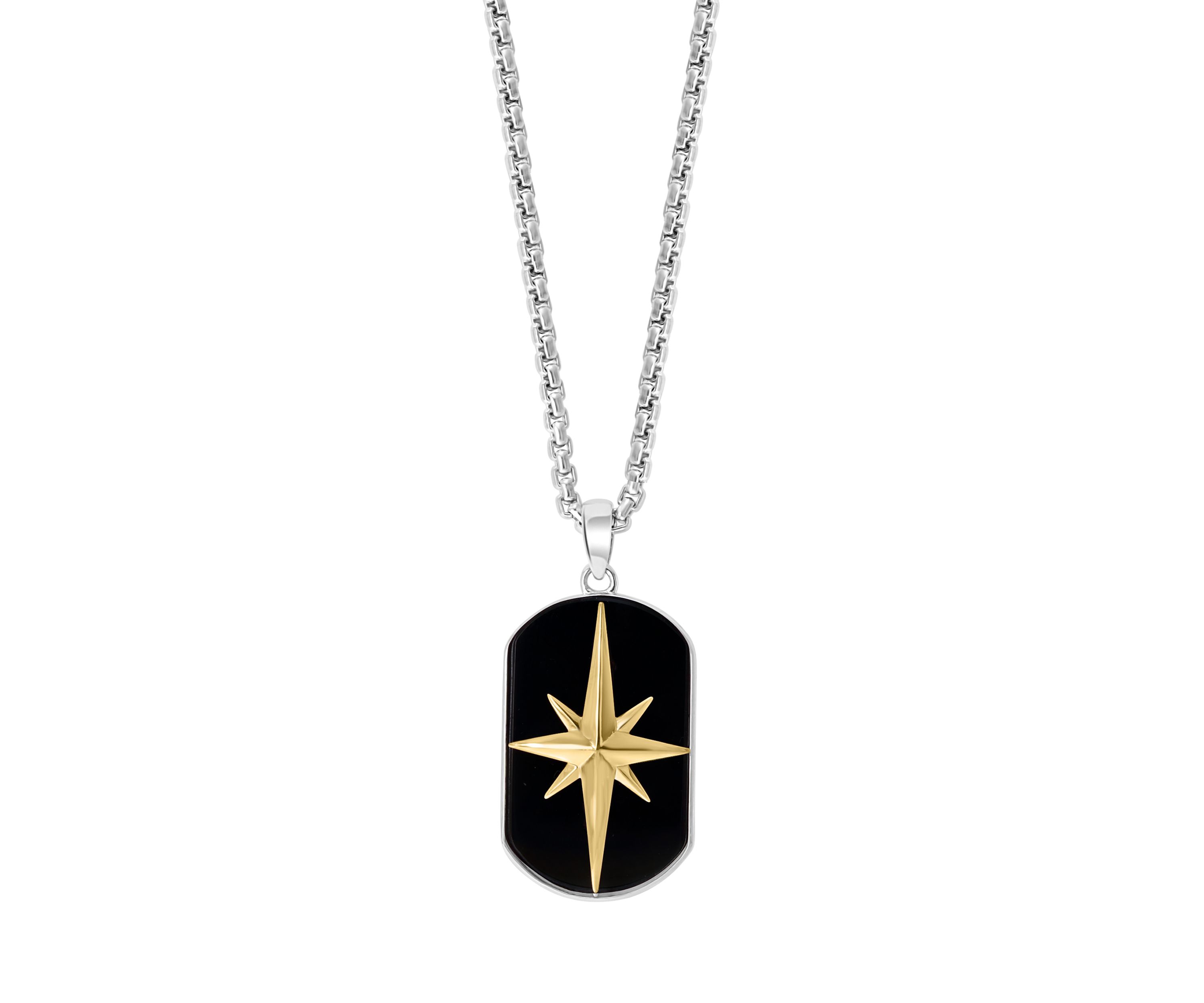 Mens 14.25 ct. t.w. Onyx Star Pendant Necklace in Sterling Silver