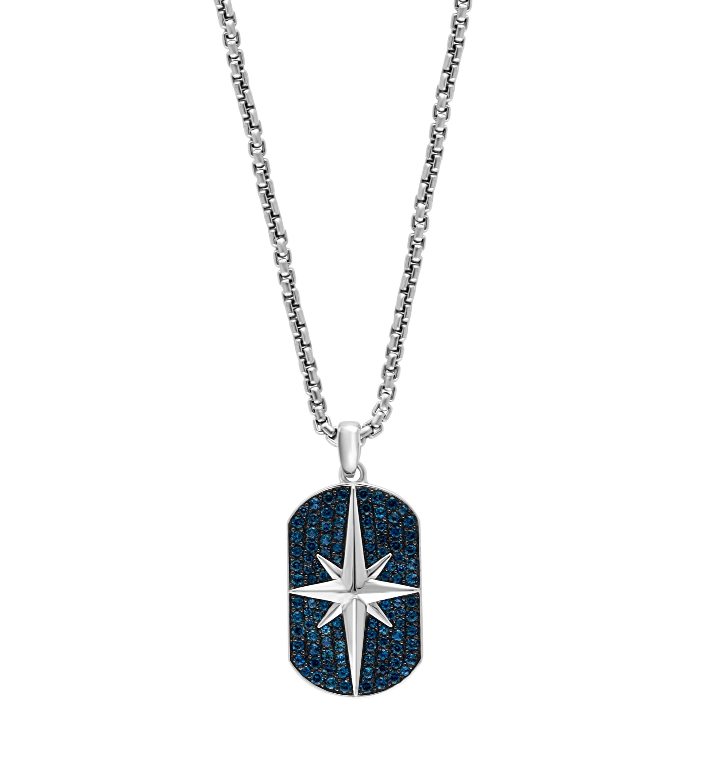 Mens 2.83 ct. t.w. London Blue Topaz Pendant Necklace in Sterling Silver