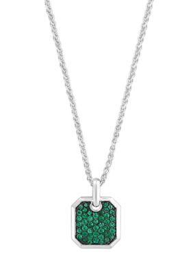 Effy Men's Sterling Silver Emerald Pandant Necklace, 18 in