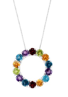 Effy Sterling Silver Amethyst, Blue Topaz, Citrine, Garnet, and Peridot Pendant Necklace