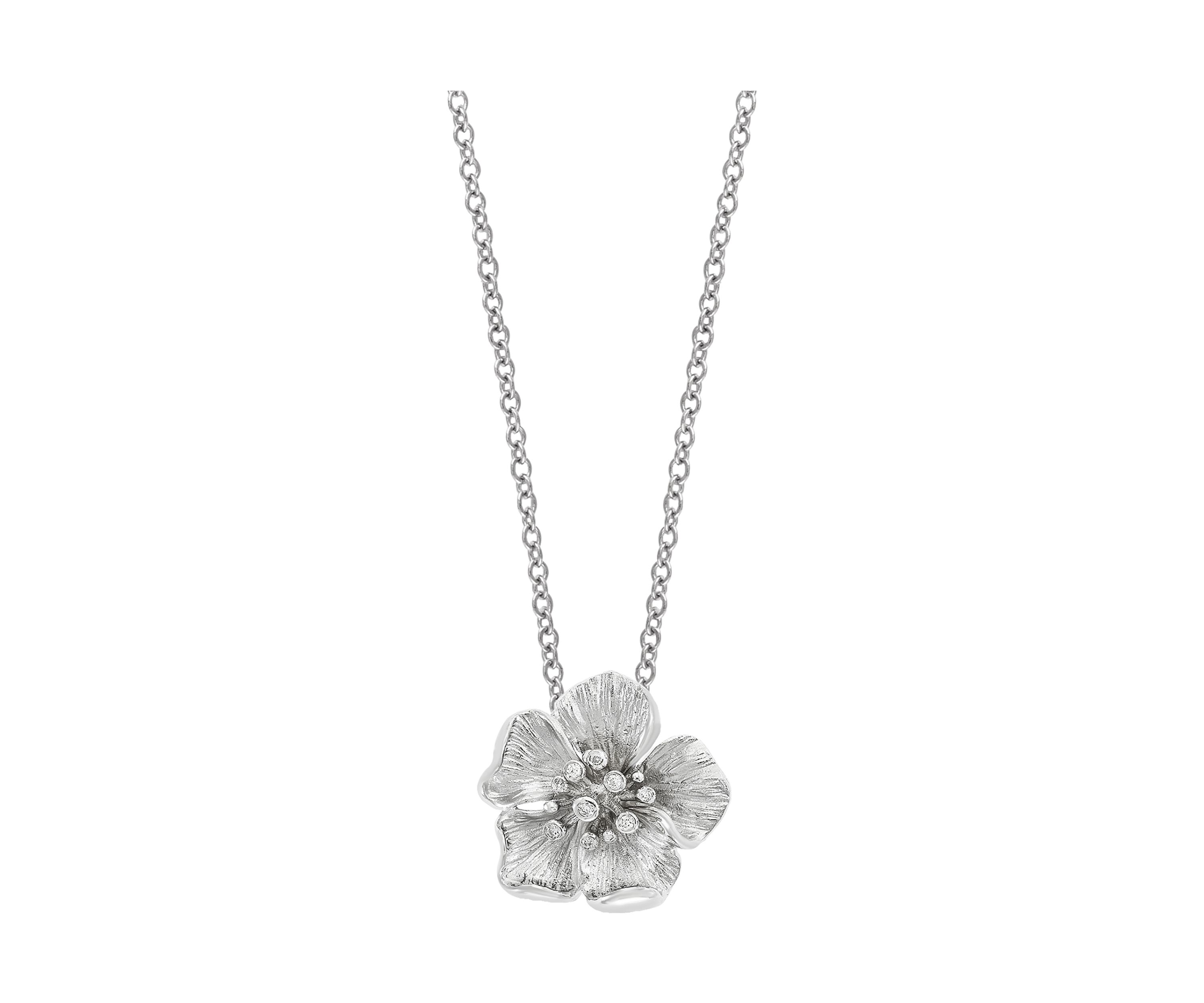 1/10 ct. t.w. Diamond Flower Pendant in Sterling Silver 
