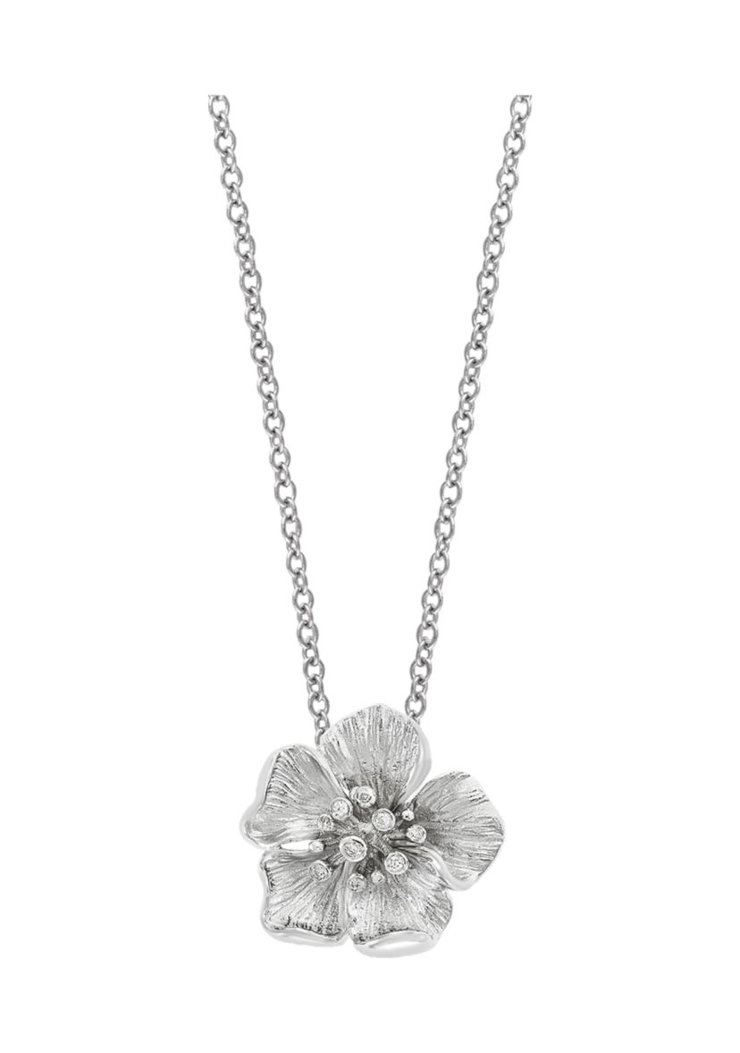 1/10 ct. t.w. Diamond Flower Pendant in Sterling Silver 