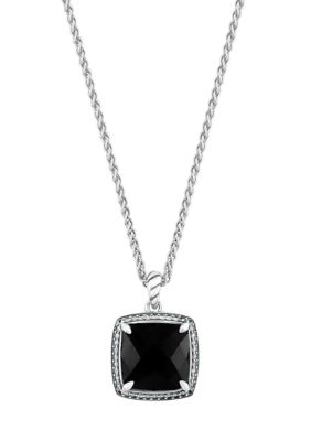 Effy Sterling Silver White Topaz, Onyx Pendant Necklace, 16 in