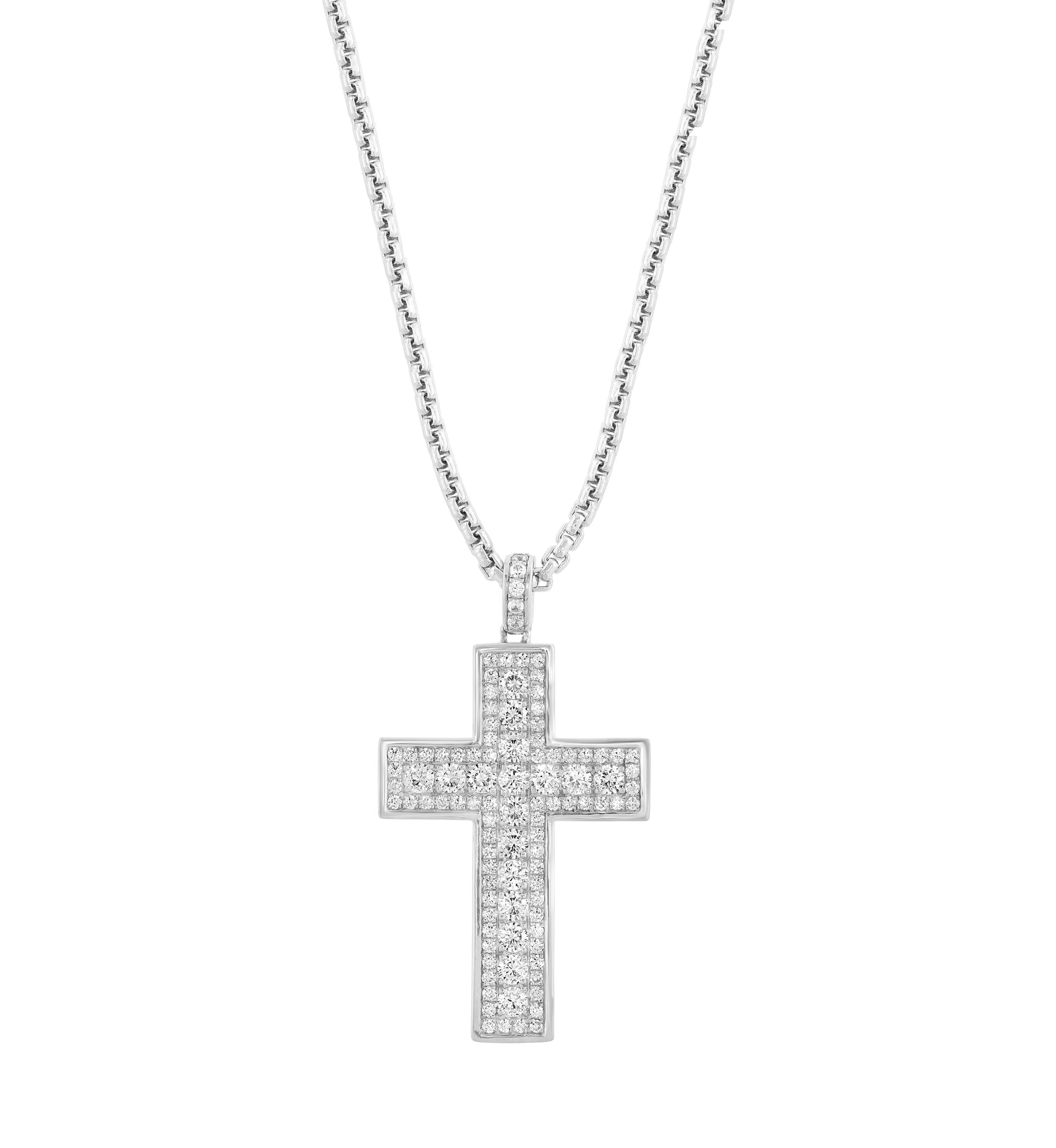 Sterling Silver White Zircon Cross Necklace 