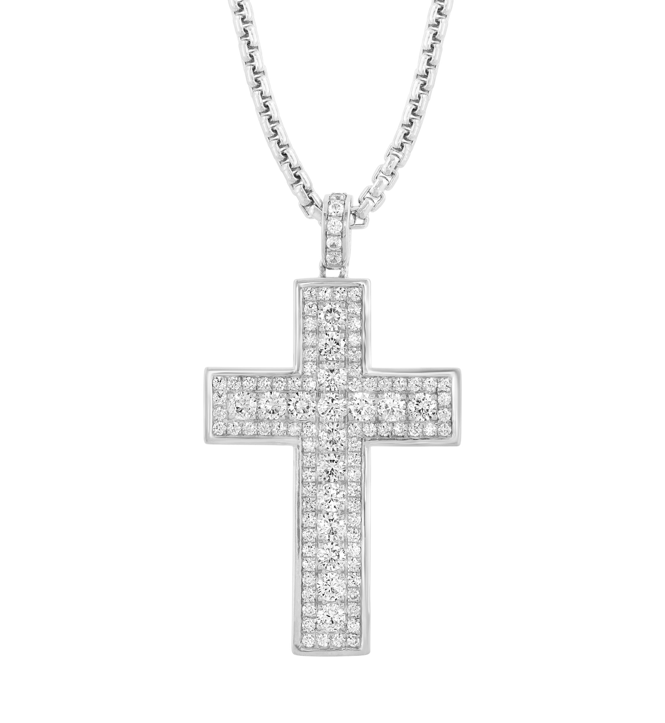 Sterling Silver White Zircon Cross Necklace 