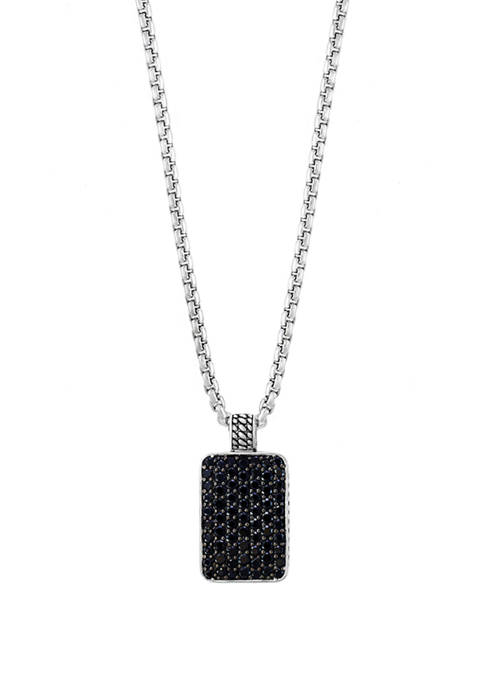 Mens 3.6 ct. t.w. Black Spinel Pendant Necklace in Sterling Silver 