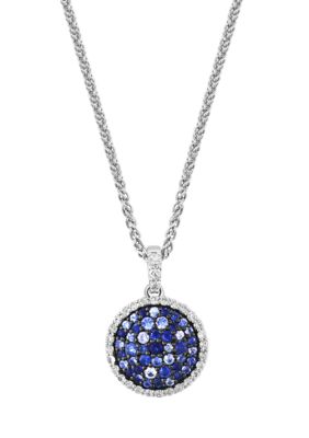 Effy Sterling Silver Blue and White Sapphire Pendant Necklace, 18 in