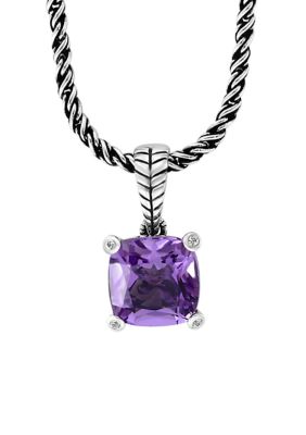 Effy Amethyst Cable Pendant Necklace In Sterling Silver