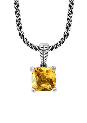 Effy Citrine Cable Pendant Necklace In Sterling Silver