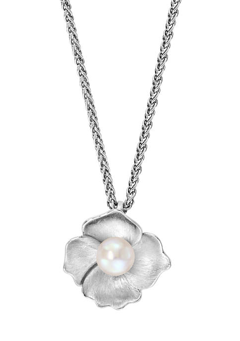 Effy® Sterling Silver Freshwater Pearl Flower Pendant Necklace