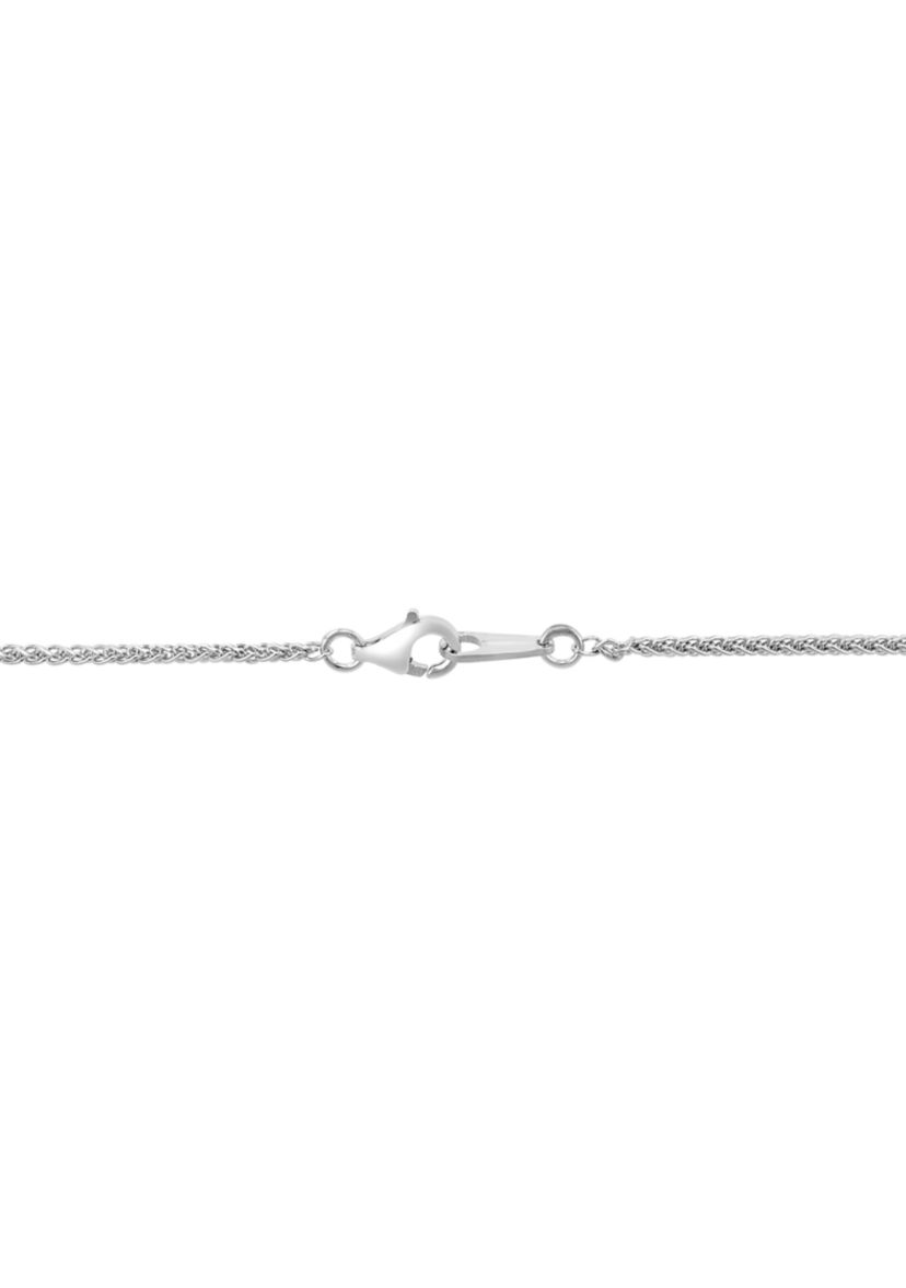 White Topaz and Freshwater Pearl Flower Pendant Necklace in Sterling Silver