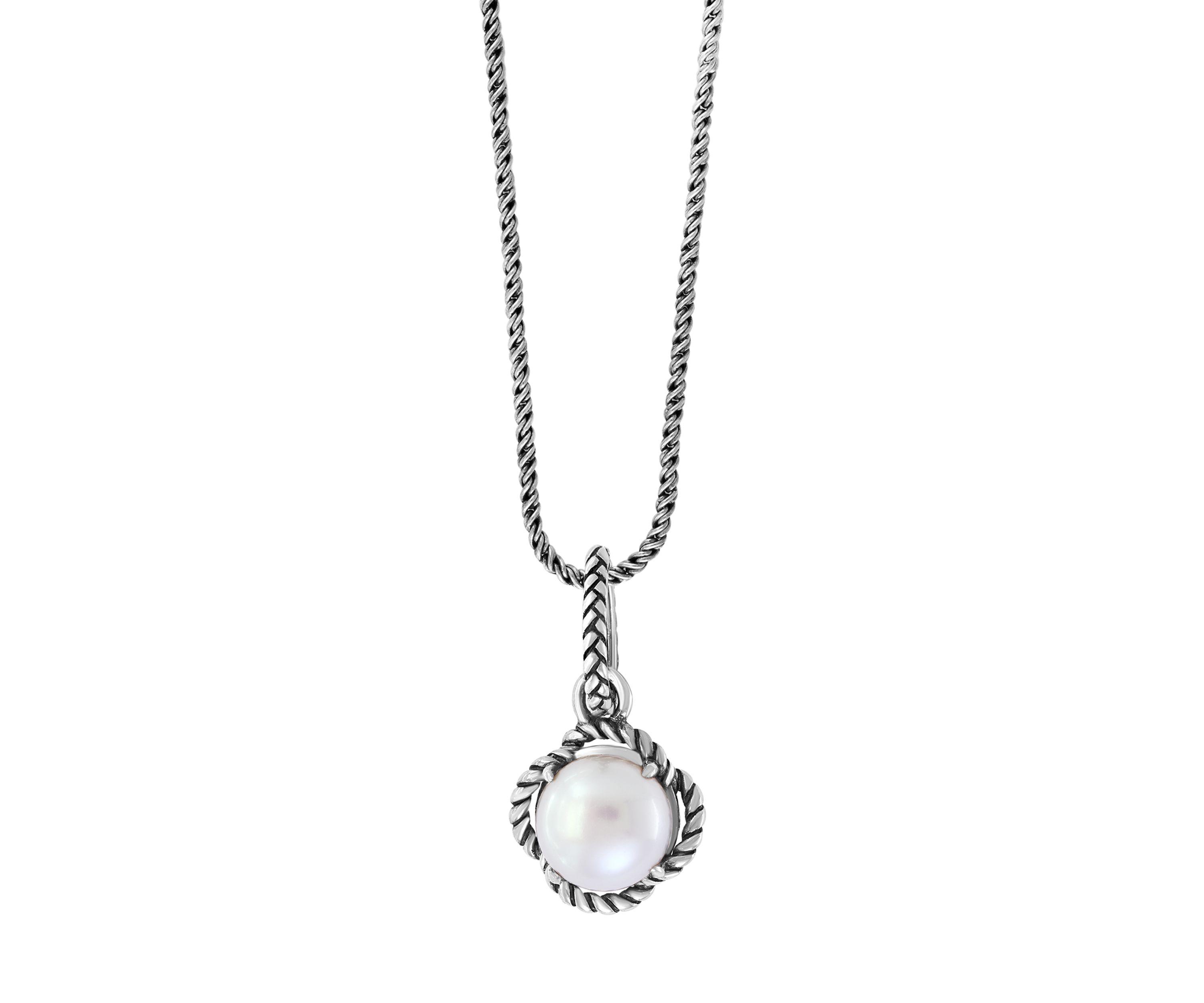 Sterling Silver 9 Millimeter Freshwater Pearl Pendant Necklace