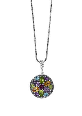 Effy 7.3 t.w. Amethyst, Blue topaz, Citrine, Rhodolite, Perdiot Pendant Necklace in Sterling Silver, 16 in