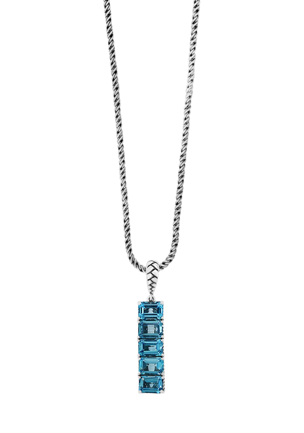 Blue Topaz Pendant Necklace in Sterling Silver