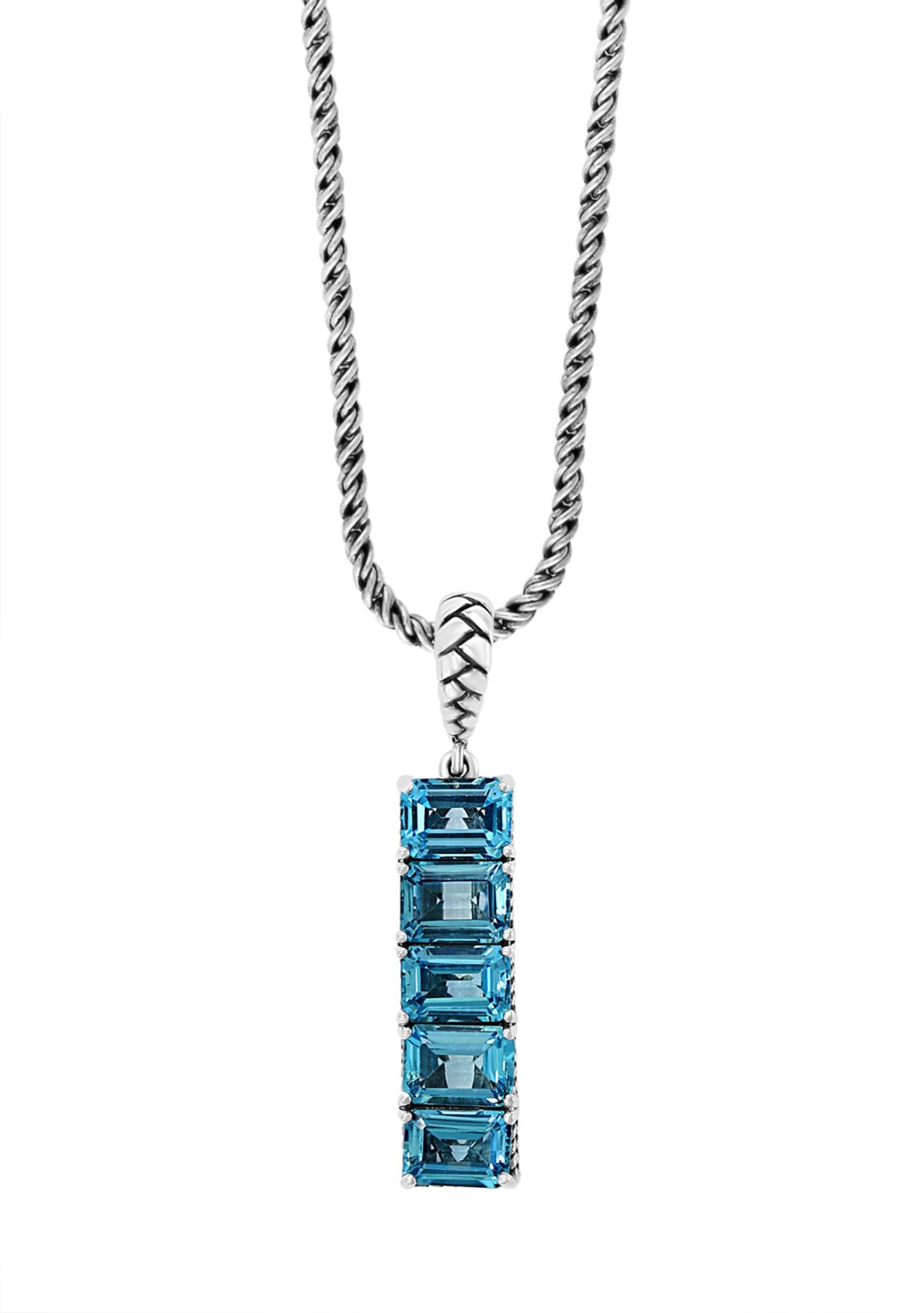 Blue Topaz Pendant Necklace in Sterling Silver