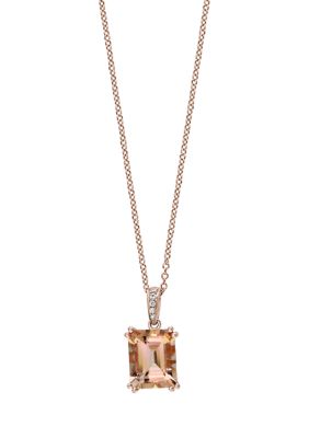 Effy 1/10 Ct. T.w. Diamond And 2.6 Ct. T.w. Morganite Necklace In 14K Rose Gold