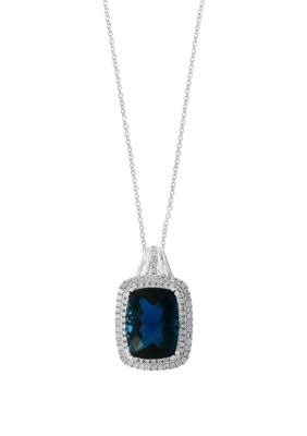 Effy 3/4 Ct. T.w. Diamond And 11.70 Ct. T.w. London Blue Topaz Pendant In 14K White Gold, 16 In -  0617892709821