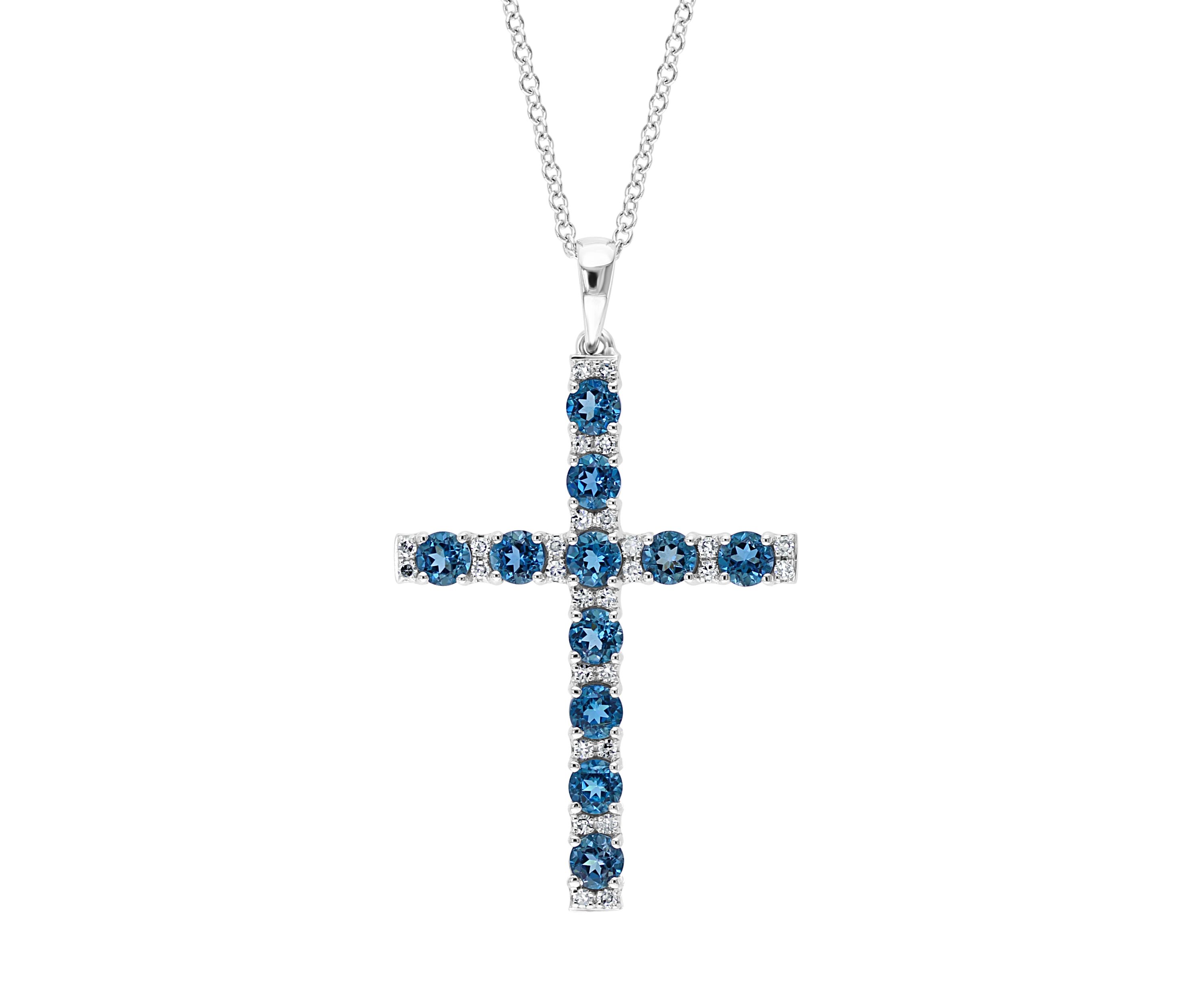 1/8 ct. t.w. Diamond and 1.41 ct. t.w. London Blue Topaz Pendant Necklace in 14K White Gold 