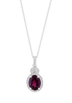 Effy 1/4 Ct. T.w. Diamond And Rhodolite Pendant Necklace In 14K White Gold