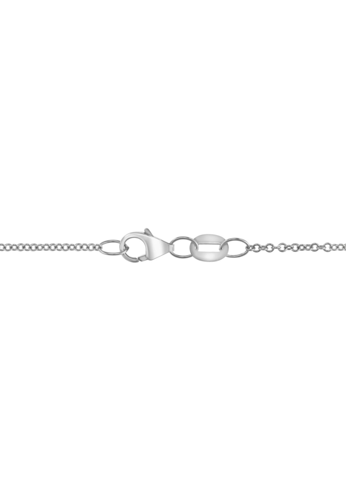 3/8 ct. t.w. Diamond and Freshwater Pearl Circle Pendant Necklace in 14K White Gold