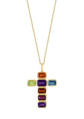 Effy Amethyst, Blue Topaz, Citrine, Rhodolite, Peridot Pendant Necklace in 14K Yellow Gold