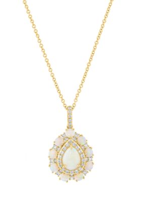 Effy Diamond and Opal Pendant Necklace in 14K Yellow Gold, 16 in