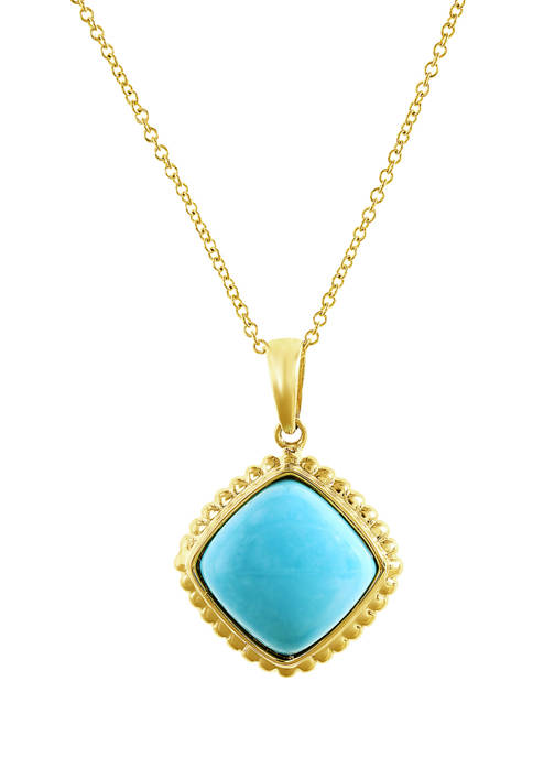 4.41 ct. t.w. Turquoise Pendant Necklace in 14K Yellow Gold 
