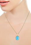 14K Yellow Gold 1/3 ct. t.w. Diamond and 4.3 ct. t.w. Turquoise Pendant Necklace 