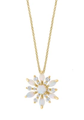 Effy 14K Yellow Gold Diamond And Opal Pendant Necklace