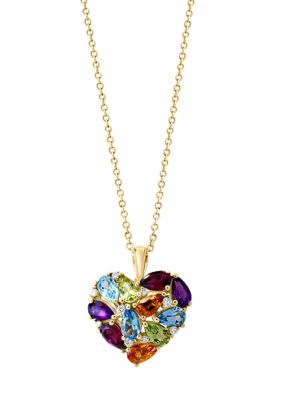 Effy 14K Yellow Gold Diamond, Amethyst, Blue Topaz, Citrine, Rhodolite, Peridot Pendant