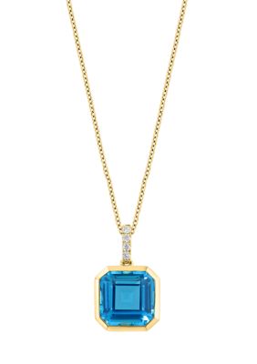 Effy 1/10 ct. t.w. Diamond, 5.61 ct. t.w. Blue Topaz Pendant Necklace in 14K Yellow Gold -  5400451IPYCX216DB