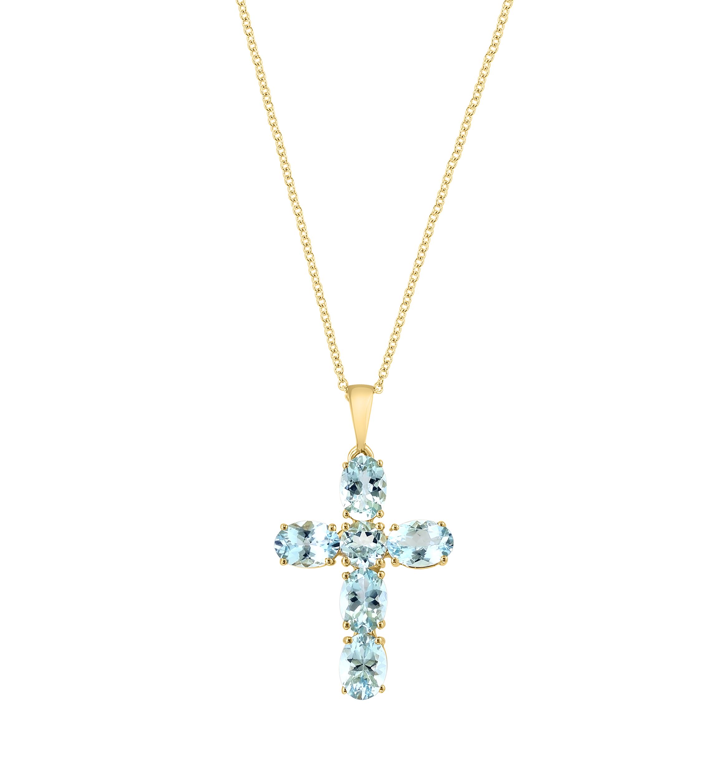 4.10 ct. t.w. Aquamarine Pendant Necklace in 14K Yellow Gold