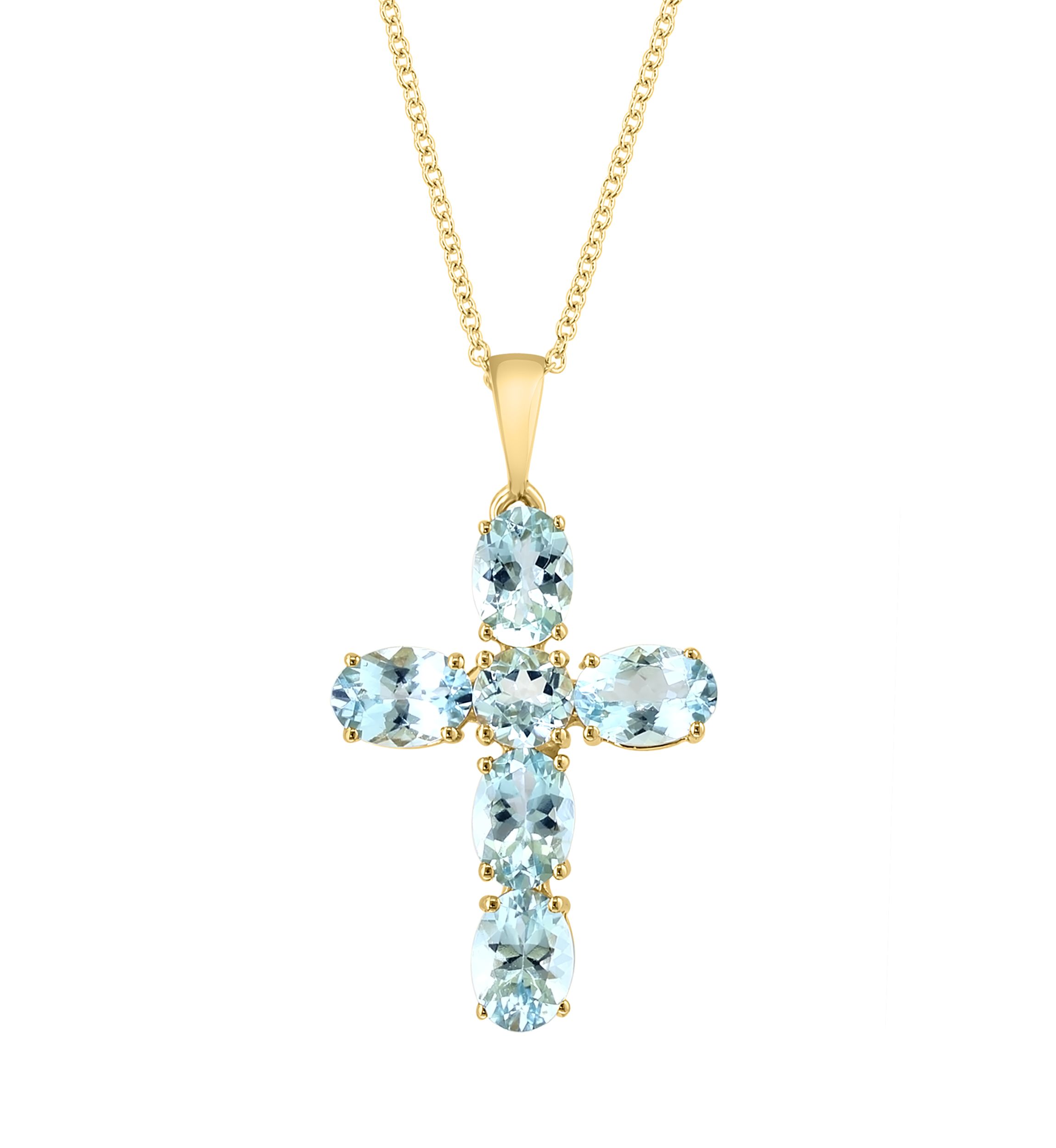 4.10 ct. t.w. Aquamarine Pendant Necklace in 14K Yellow Gold