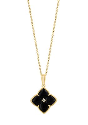 Effy 1/10 ct. t.w. Diamond, 2 ct. t.w. Onyx Pendant Necklace in 14K Yellow Gold -  5400451IPYCZ467DX