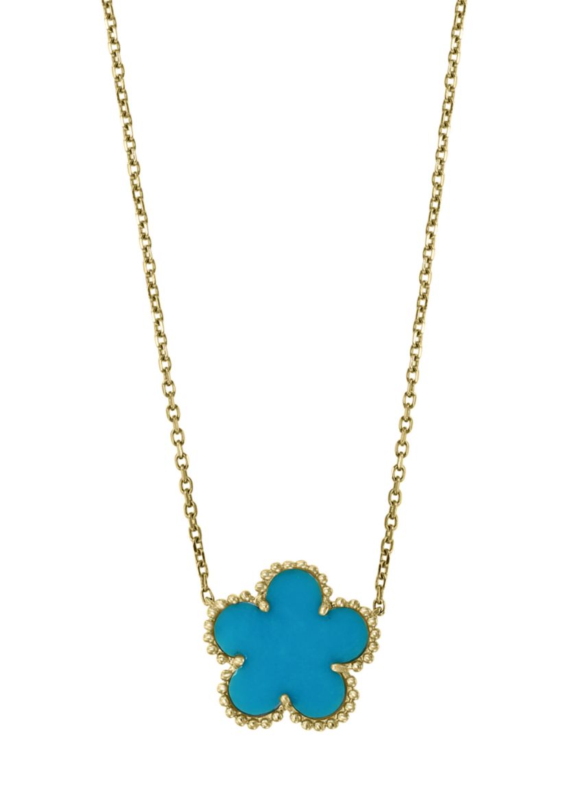1.15 ct. t.w. Turquoise Pendant Necklace in 14K Yellow Gold