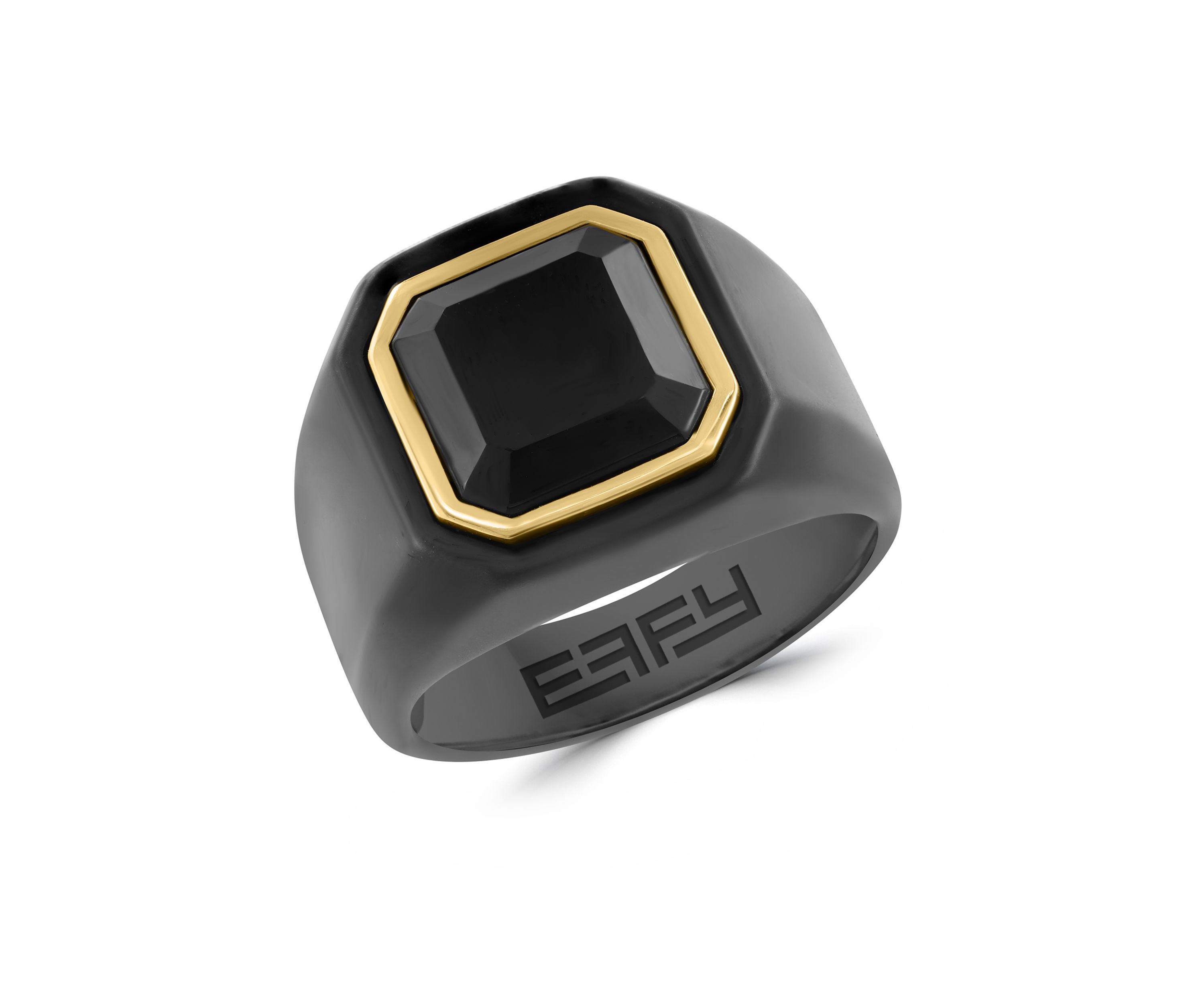 Ceramic and Onyx Mens Ring 