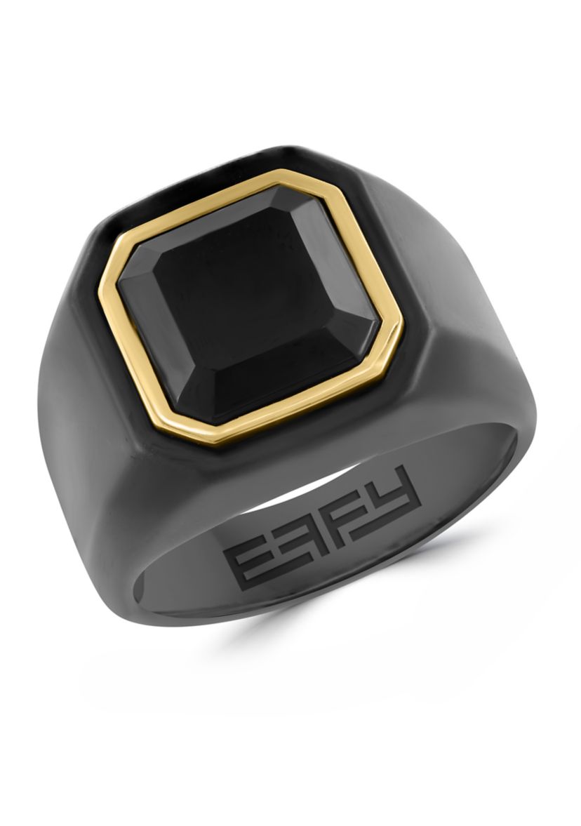 Ceramic and Onyx Mens Ring 