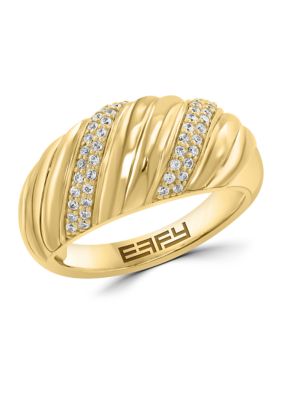 Effy Zircon Ring in 14K Gold Over Silver, Yellow, 7