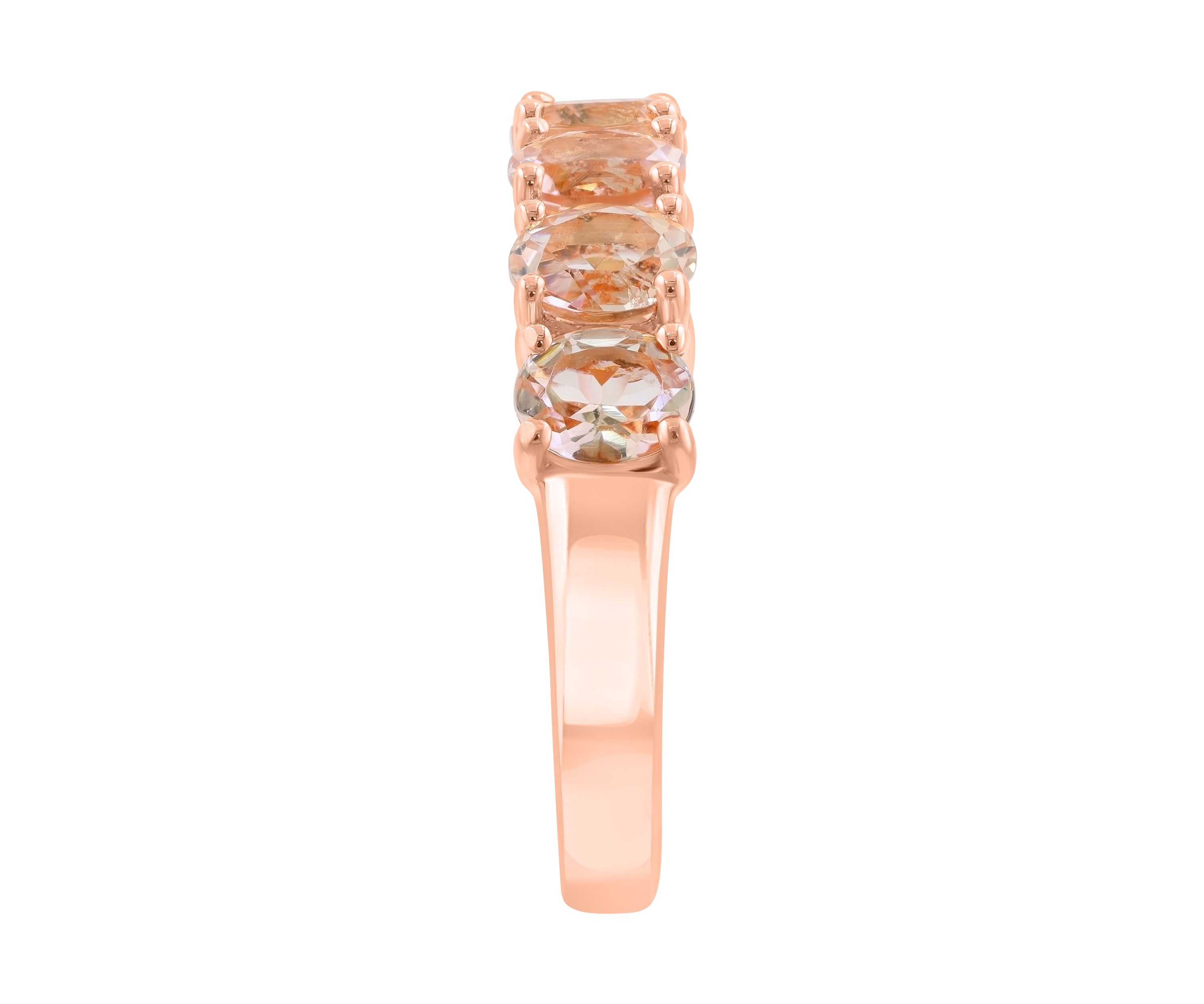 2.16 ct. t.w. Morganite Rose Gold Plated Sterling Silver Ring