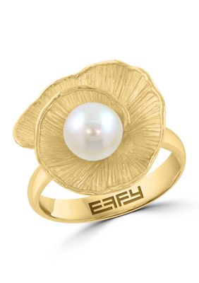 Effy Freshwater Pearl Ring in 14K Gold Over Silver